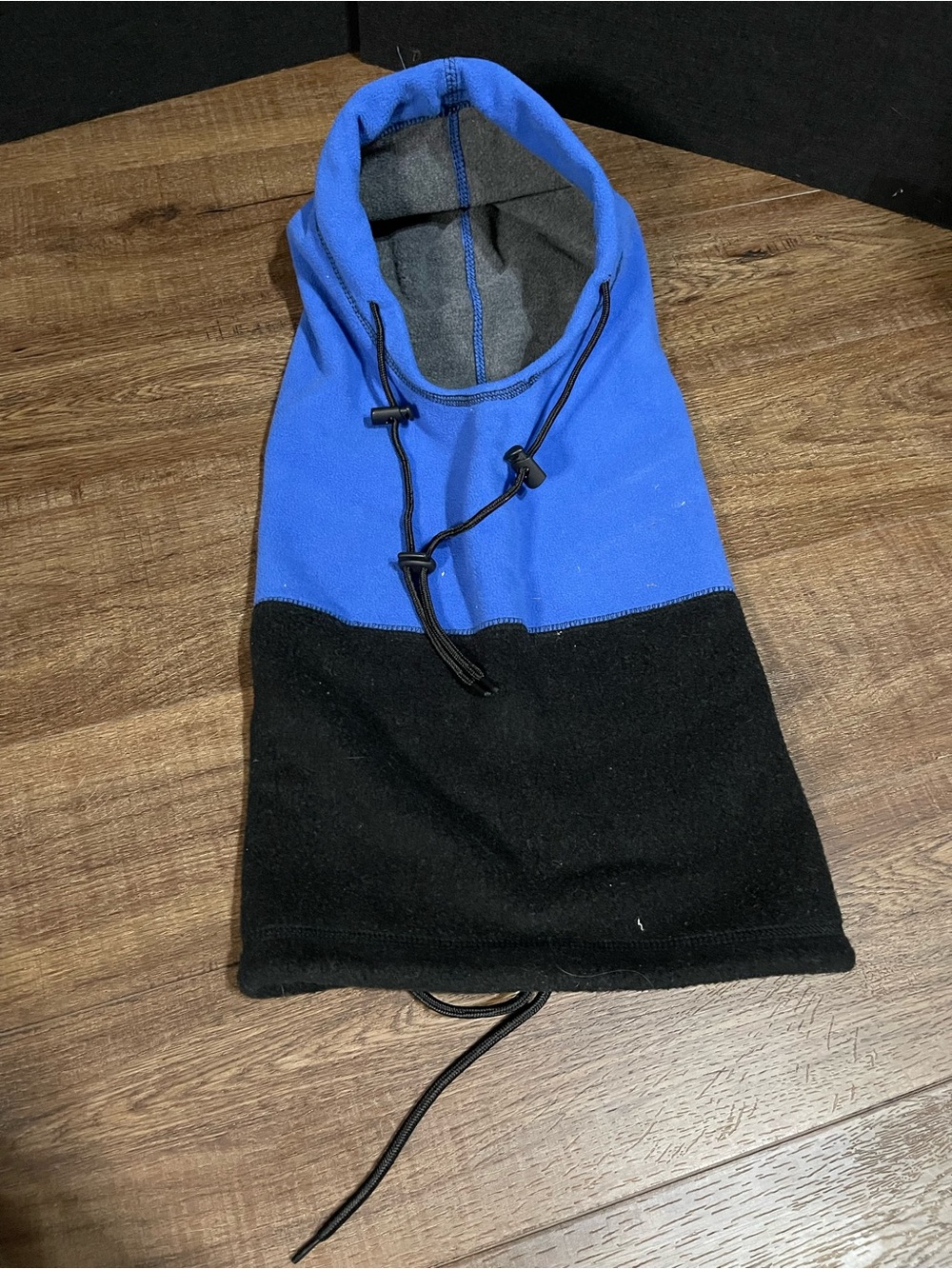 Two-Tone Blue and Black Fleece Hooded Neck Warmer